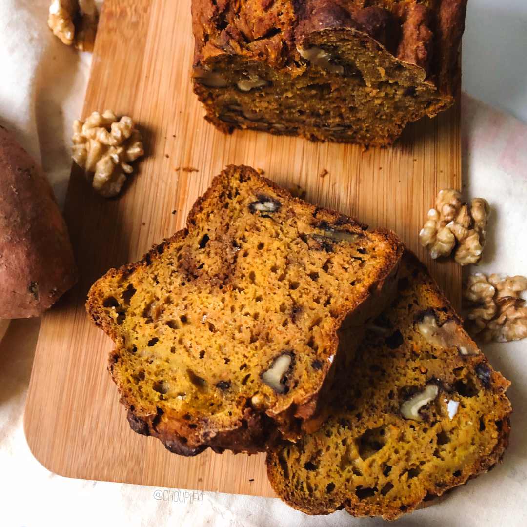 Cake salé à la patate douce et aux noix